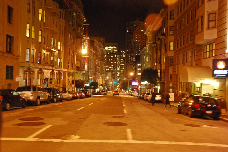 SanFrancisco030910-1783.jpg - Looking East Down Bush Street, Sitting on the right hand front section of the Powell/Market Cable Car