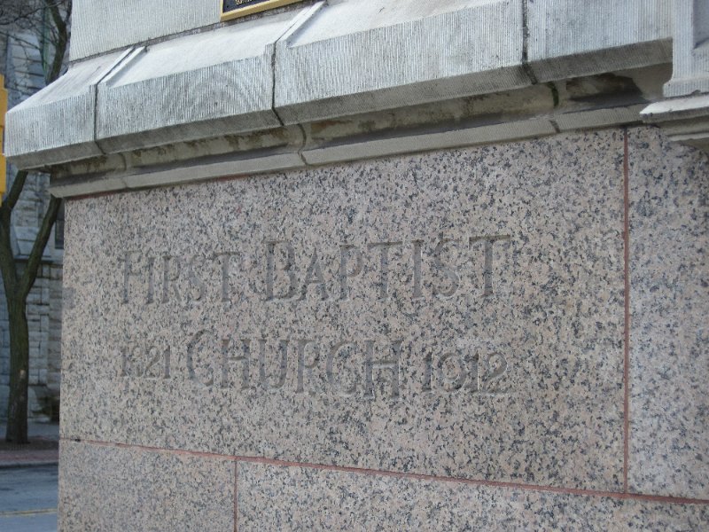 Syracuse012610-0097.jpg - The Mizpah andFirst Baptist Church.  Corner stone reads "First Baptist Church, 1821-1012"