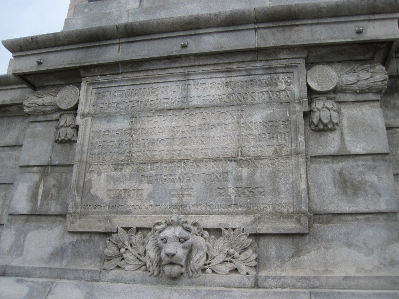 Syracuse012610-0171.jpg - Soldiers and Sailors Civil War Monument.  Inscription reads - "The memorial is erected by the grateful people of Onondaga in appreciation of the glorious achievements of the men who volunteered their services in defense of the flag and for the preservation of the nation.  1861-1865May their example speak to coming generations"