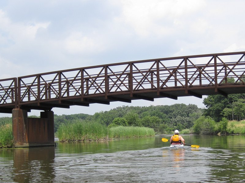 BusseKayak071011-2711.jpg - Paddling under the Higgins Road bridge