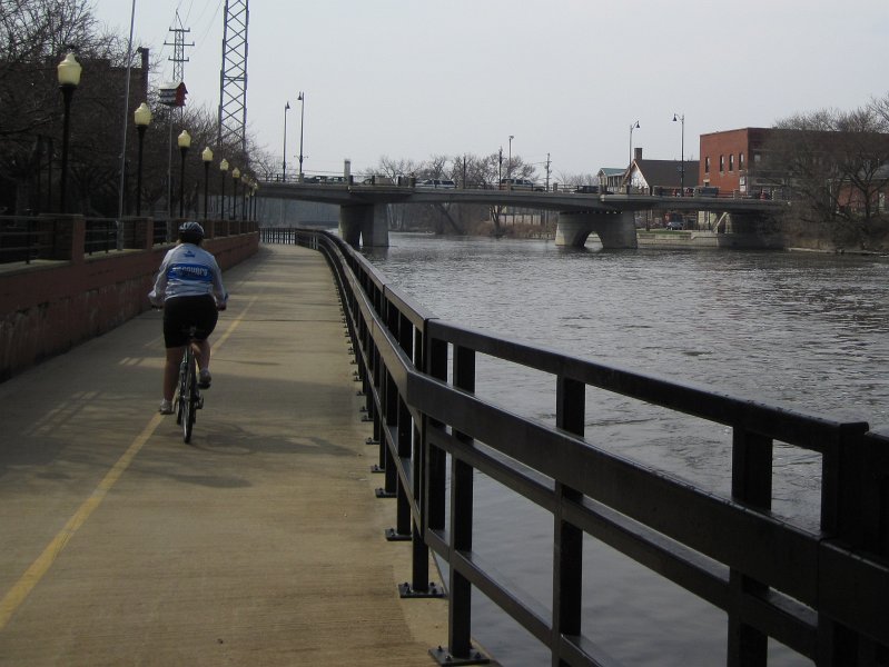 FoxRiverBike040911-2495.jpg - Biking South along the Fox River bike trail toward the Wilson Street bridge, Batavia