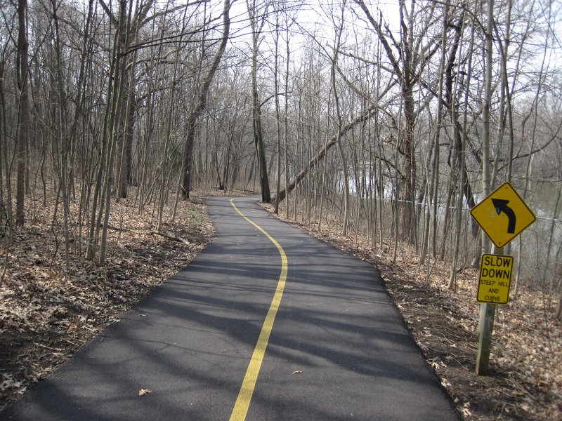 FoxRiverBike040911-2501.jpg - The bike trail slopes steeply toward the Fox River