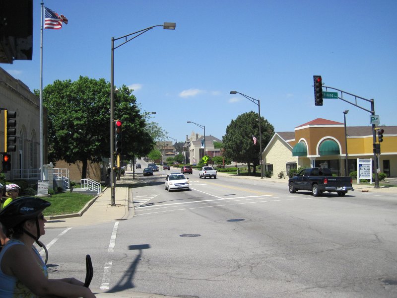 FoxRiverBike052211-2550.jpg - Fox River Bike Trail -- stretch of trail through downtown Batavia. Looking West along Wilson Street