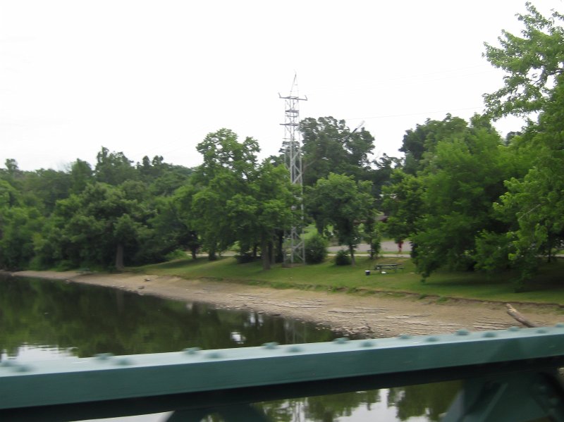FoxRiverBike071611-2831.jpg - Crossing the Fox River pedestrian bridge at Batavia Windmill Park