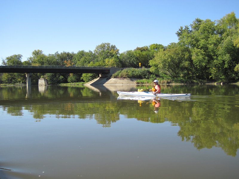 FoxRiverYorkvilleMillington100211-3512.jpg - Cathie, Fox River Drive Bridge, near Sliver Springs State Park, Plano