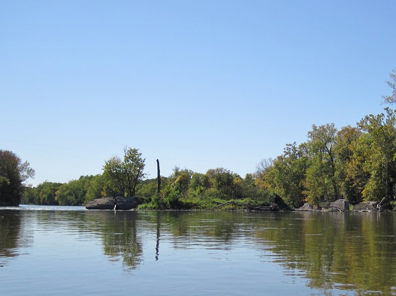 FoxRiverYorkvilleMillington100211-3515.jpg - Paddling to a former dam. Fast moving water on the left