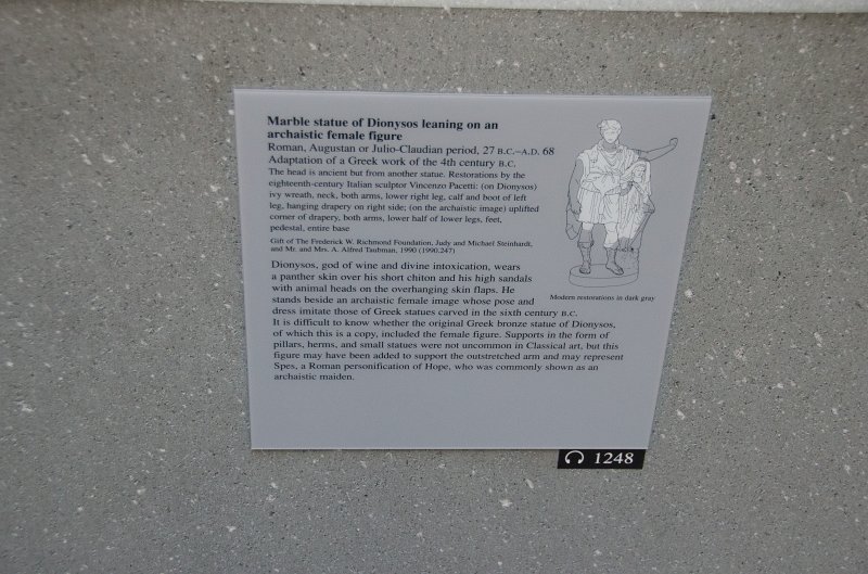 Manhattan032611-1892-2.jpg - Marble statue of Dionysos leaning on an archaistic femail figure, Roman, 27BC- AD 68.