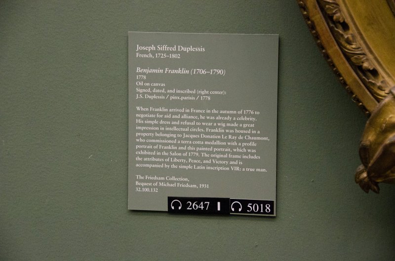 Manhattan032611-1900-2.jpg - "Benjamin Franklin," Oil on canvas painting by Joseph Siffred Duplessis, 1778.