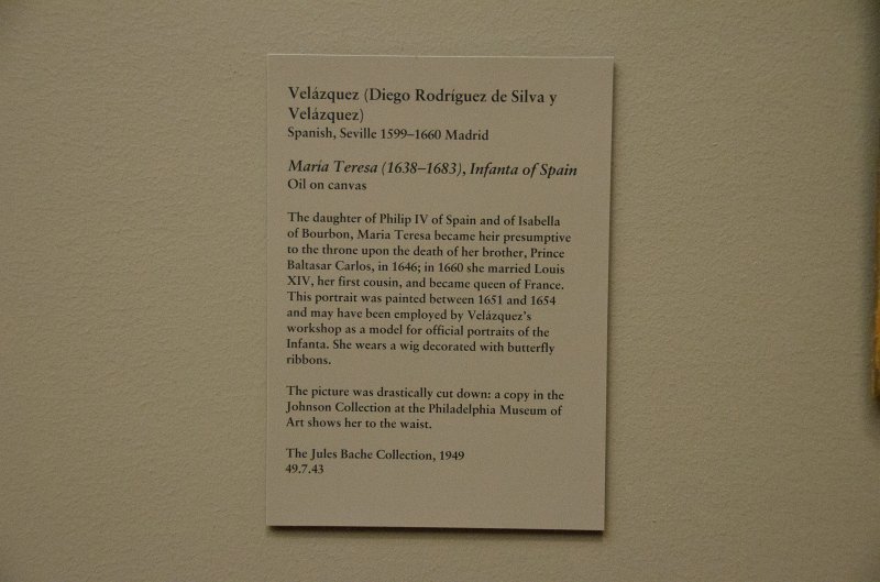 Manhattan032611-1905-2.jpg - "Maria Teresa, Infanta of Spain," Oil on canvas painting by Valazquez, 1599-1660.