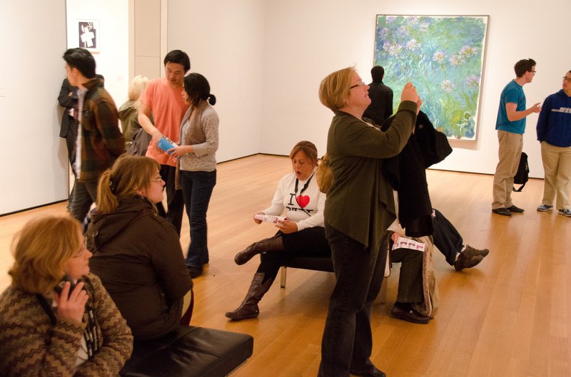 Manhattan032611-2017.jpg - Cathie taking a picture of the 3 panel Monet painting