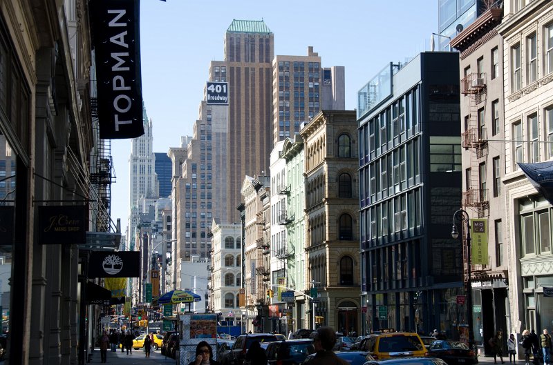 Manhattan032611-1969.jpg - SoHo: Looking South on Broadway, Woolworth Building far distance (left), 401 Broadway (green roof)