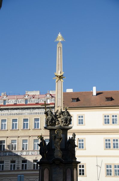 Prague101511-7067.jpg - Marian Column, built in 1717 in thanksgiving for the ending of a plague, Malostranské náměstí  / The Lesser Town Square
