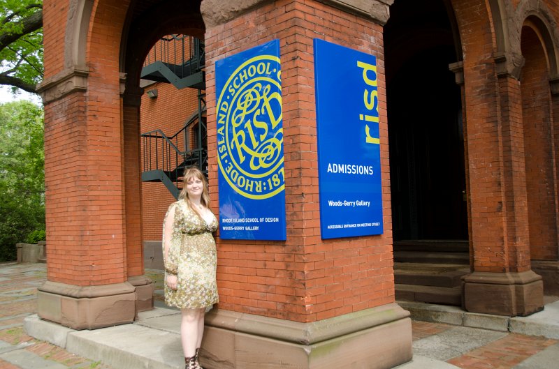 DSC_2940.jpg - Liz at the Woods-Gerry Gallery, home of her Senior show