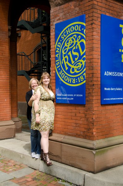 DSC_2949.jpg - Liz at the Woods-Gerry Gallery, home of her Senior show