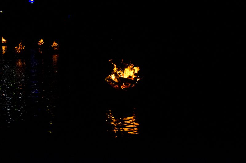 Providence060211-3514.jpg - Waterfire Cauldrons of firewood floating in the river