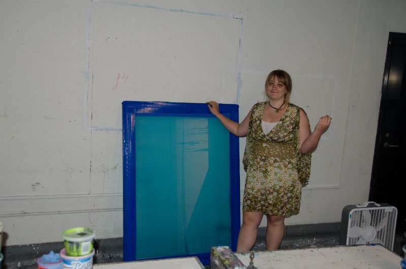 Providence060211-3308.jpg - Liz showing us a silk screen, Benson Hall