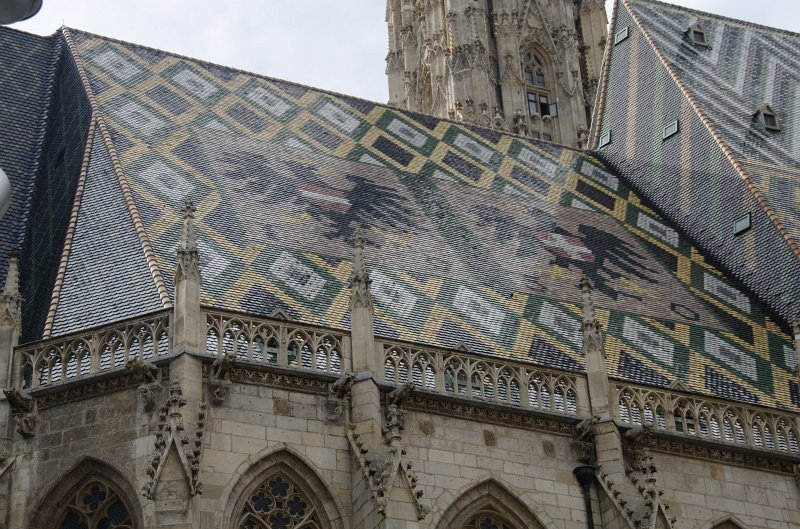 Vienna101311-6320.jpg - Coat of Arms, Vienna and Austria, North side of Stephansdom / St. Stephen's Cathedral