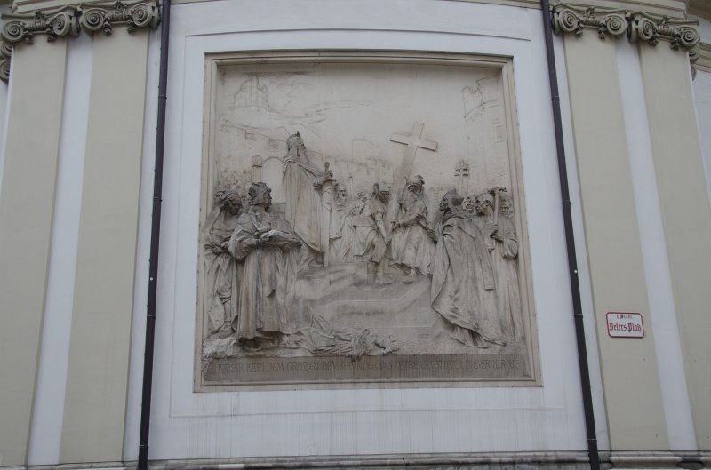 Vienna101311-6350.jpg - Relief Karls des Großen /  Bas-Relief on the outside wall of Peterskirche / St. Peter's Church