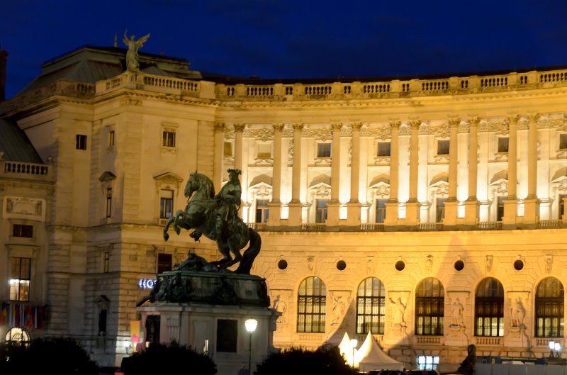 Vienna101311-6664.jpg - Prince Eugene of Savoy statue, Heldenplatz, Neue Burg section Hofburg,  southeast wing of Hofburg Castle