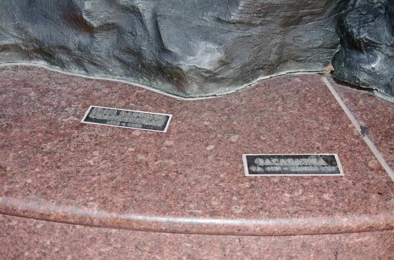 KansasCity022111-0907.jpg - Lewis and Clark Sculpture, Clark's Landing - Jean Baptiste Charbonnneau, Sacagaw