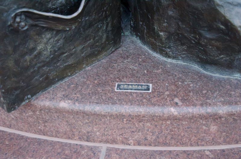 KansasCity022111-0908.jpg - Lewis and Clark Sculpture, Clark's Landing - Seaman (Lewis's newfoundland dog)