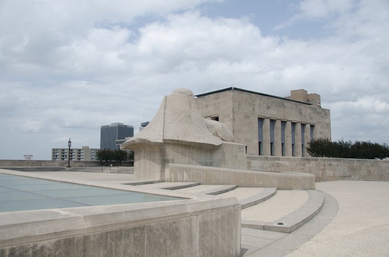KansasCity062011-3902.jpg - Liberty Memorial Sphinx hiding its face, named "Future" -- looking West
