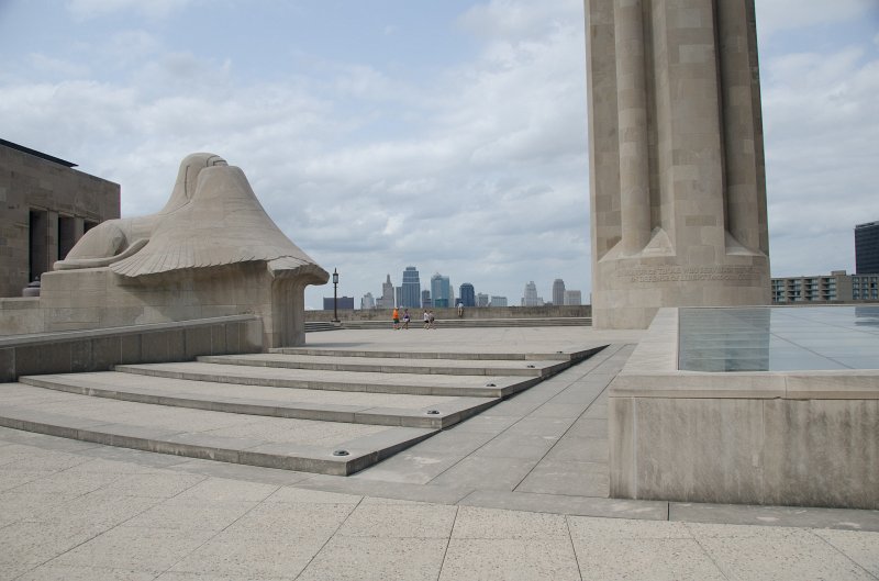 KansasCity062011-3905.jpg - Liberty Memorial Sphinx hiding its face, named "Memory" -- looking East