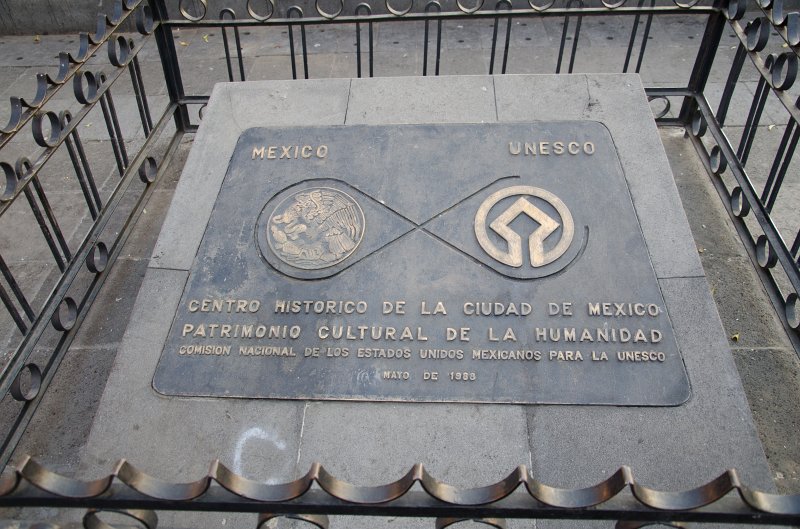 MexicoCity011011-0294.jpg - Model of Tenochtitlan, Aztec Capital City, UNESCO Plaque for Centro Historico de la Ciudad de Mexico