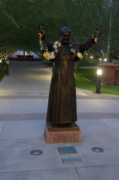 Phoenix042111-2407.jpg - Statue to commemorate the 1987 visit of Pope John Paul II by Michael Myers, in Piper Plaza next to St. Mary's Basilica