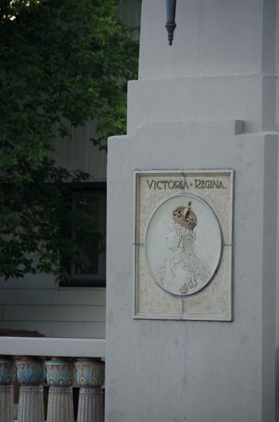 Regina081611-5109.jpg - "Victoria Regina" relief on Albert Memorial Bridge