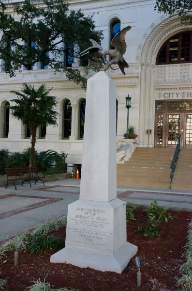 SanAntonio020711-0636.jpg - Hispanics in Texas Monument.  City Hall (background)