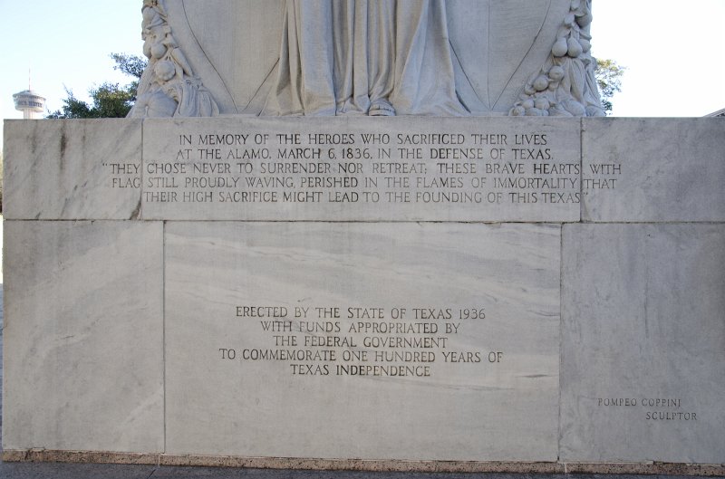 SanAntonio020711-0724.jpg - The Alamo Cenotaph: In memory of the heroes who sacrificed their lives at the Alamo, March 6, 1836.