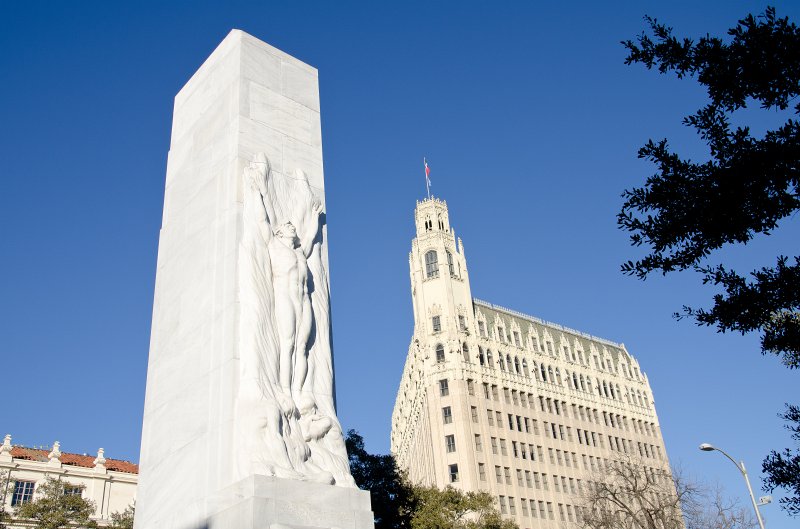SanAntonio020711-0718.jpg - The Alamo Cenotaph, Emily Morgan Hotel (background)