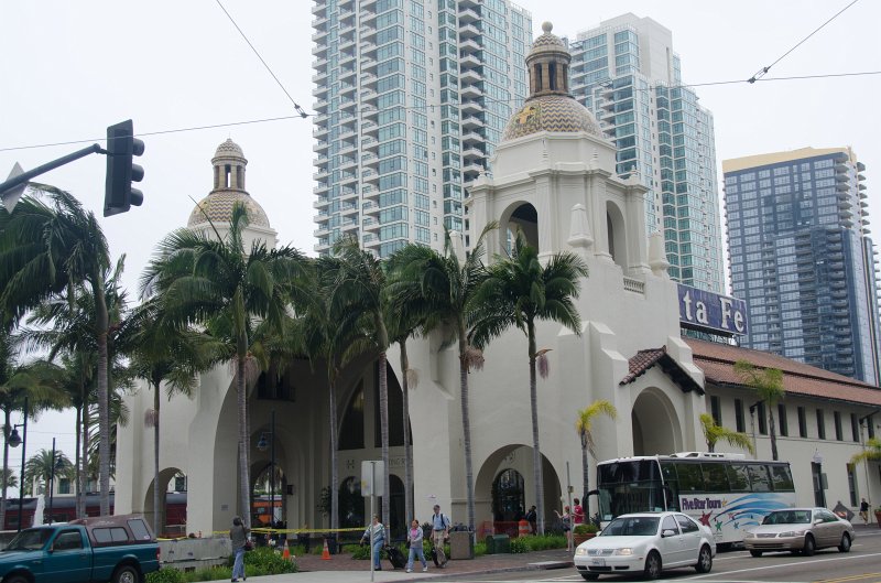 SanDiego062411-4069.jpg - Santa Fe Depot. The Grande North and Grande South at Santa Fe Place, Bayside at the Embarcadero (background)