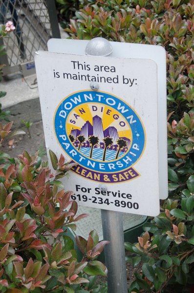 SanDiego062411-4075.jpg - Downtown San Diego Clean & Safe sign, Broadway