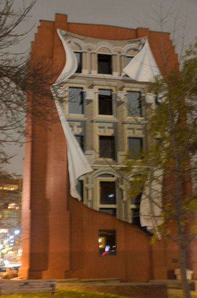 Toronto120611-7418.jpg - Gooderham  Building, tromp l'oeil mural done by artist Derek Besant.  View from Berczy Park