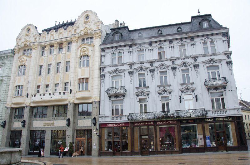 Bratislava012212-8287.jpg - Palace of the Hungarian exchange bank (left), Main Square / Hlavné námestie
