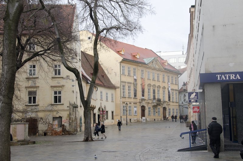 Bratislava012212-8303.jpg - Mirbachov Palác / Mirbach Palace home of Galéria mesta Bratislavy  (GMB), view from Main Square / Hlavné námestie