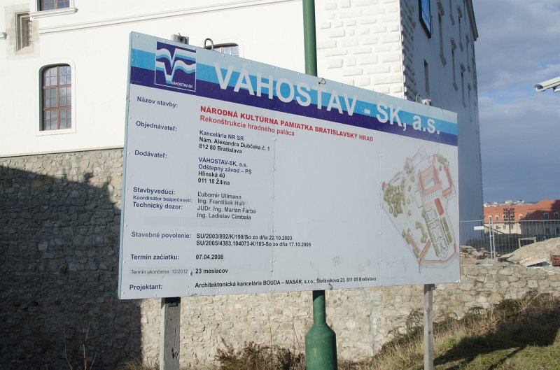 Bratislava012212-8351.jpg - Reconstruction sign at Bratislava Castle / Bratislavský hrad