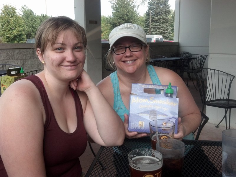 Cubs091812-81.jpg - Cathie and Liz at Two Brothers Tap, featuring the Atom Smasher fall brew.