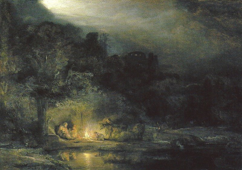 Dublin010212-010312-11.jpg - "Landscape with the Rest on the Flight into Egypt," 1647 by Rembrandt  (scan)