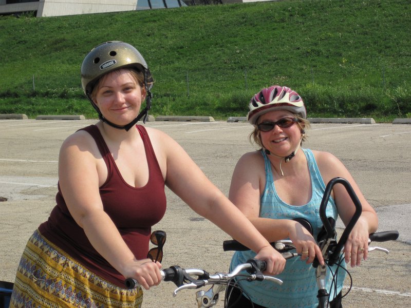 FermiLabBike091612-4203.jpg - Liz and Cathie, Wilson Hall