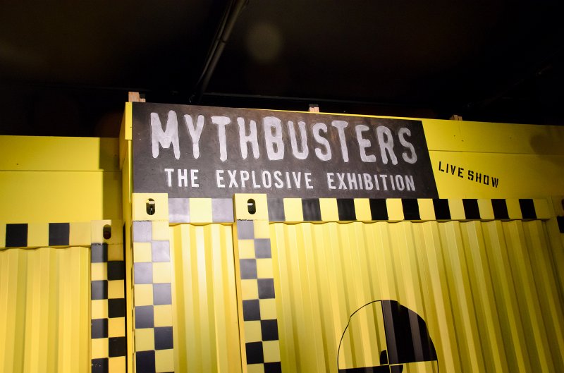 JacksBirthdayApril2012-0106.jpg - Leslie, Cathie, and Jack at, MythBusters exhibit at the Museum of Science and Industry