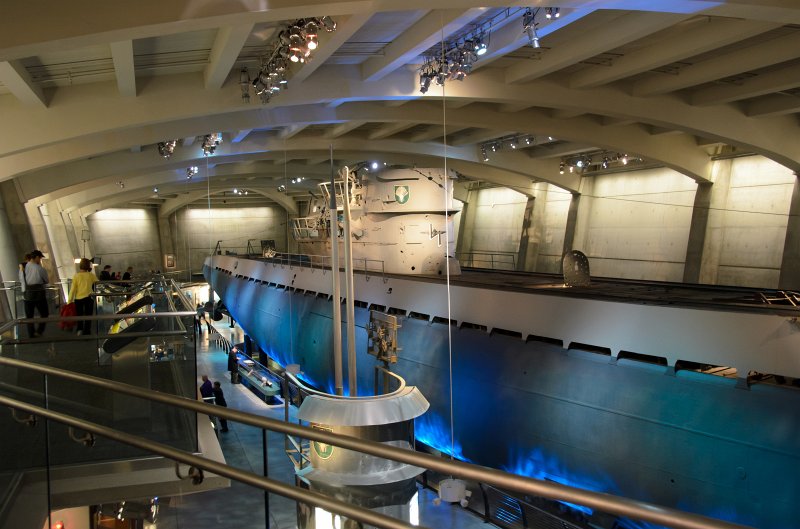 JacksBirthdayApril2012-0114.jpg - Leslie, Cathie, and Jack at, U-505 exhibit at the Museum of Science and Industry