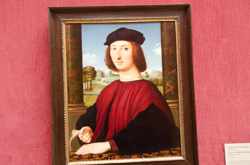 LosAngeles060112-2091.jpg - "Portrait of a Young man in Red," painting from the Circle of Raphael, 1505.