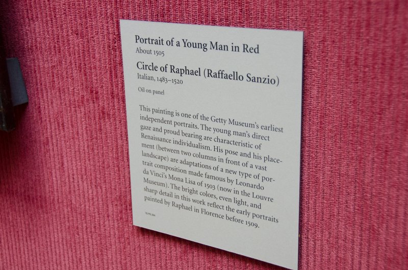 LosAngeles060112-2092.jpg - "Portrait of a Young man in Red," painting from the Circle of Raphael, 1505.