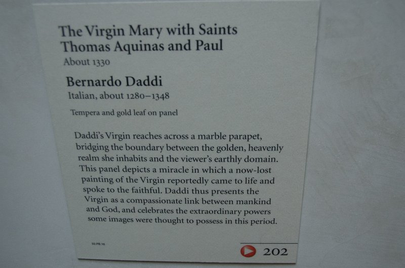 LosAngeles060112-2094.jpg - "The Virgin mary with Saints Thomas Aquinas and Paul," tempera on panel by Bernardo Daddi, 1330