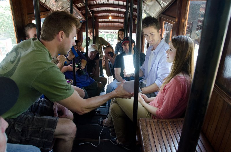 LosAngeles060112-2397.jpg - On the Angel's Flight funicular, a film crew was shooting a scene