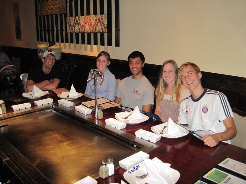 IMG_3995.JPG - Coleman, Kate, Nasse, Liane, and Mike at Miyabi's for Senior year move-in weekend.