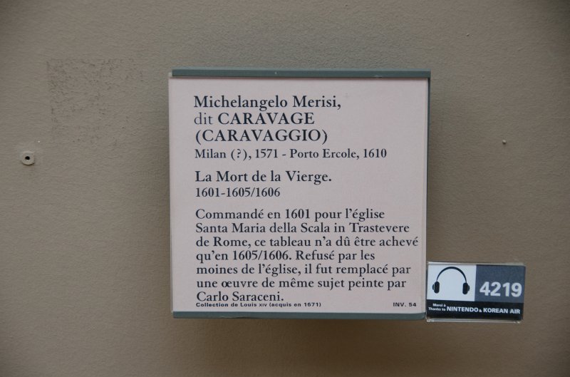 Paris062512-2846.jpg - "La Mort de la Vierge / Death of the Virgin," painting by CARAVAGGIO, 1601-05/06
